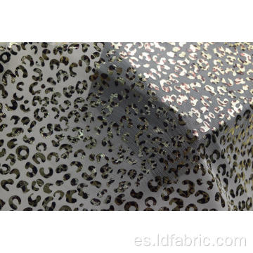 Tela de malla 100% poliéster con estampado de leopardo